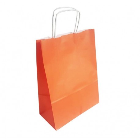 50 sacs en papier kraft orange sur fond blanc 24x11x31cm - 6294