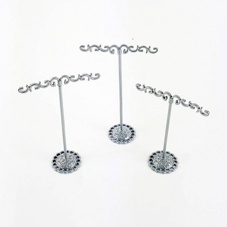 3 arbres à bijoux en métal gris pour boucles d'oreilles (2 paires) - 6342