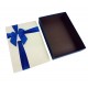 Boîte cadeaux plate bicolore bleu et écru 28.5x19.5x5.5cm - 9037