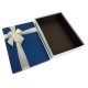 Boîte cadeaux plate bicolore écru et bleu nuit 28.5x19.5x5.5cm - 9036