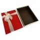 Boîte cadeaux plate bicolore écru et rouge 28.5x19.5x5.5cm - 9035