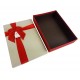Boîte cadeaux plate bicolore rouge et écru 28.5x19.5x5.5cm - 9034