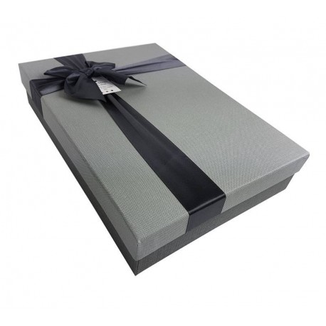 Boîte cadeaux plate bicolore gris souris 28.5x19.5x5.5cm - 9033