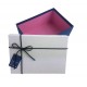 Boîte cadeaux couleur bleu foncé et blanc 14x8x20cm - 6437