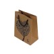 12 sacs cadeaux papier kraft couleur brun naturel motifs arbre à coeurs 14.5x11.5x5.5cm - 6450