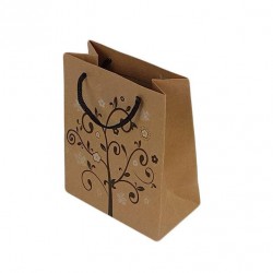 12 sacs en papier kraft brun motifs arbre à fleurs 15x6x20cm