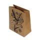 12 sacs cabas kraft de couleur brun motifs fleurs 24.5x19x8cm - 7648