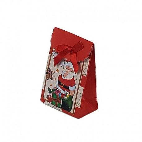 12 petites pochettes cadeaux rouges motifs Père Noël 10.5x7.5x4cm - 6548