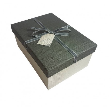 Boîte cadeaux bicolore écru et gris souris 11.5x6x16.5cm
