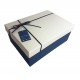 Boîte cadeaux bicolore bleue et blanche 11.5x6.5x17.5cm - 6436p