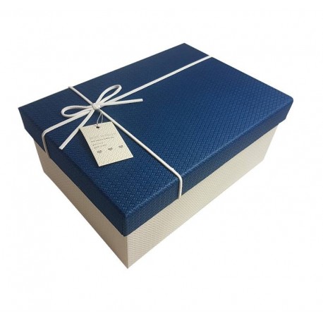 Boîte cadeaux bicolore blanche et bleue 11.5x6.5x17.5cm - 6433p