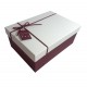 Boîte cadeaux bicolore bordeaux et blanche 11.5x6.5x17.5cm - 6430p