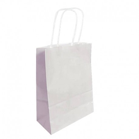50 sacs cabas papier kraft couleur blanc 18x8x24cm - 6279