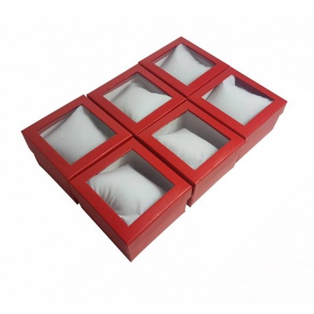 6 écrins cadeaux de couleur rouge avec coussin 9x5.5x8.5cm - 10040