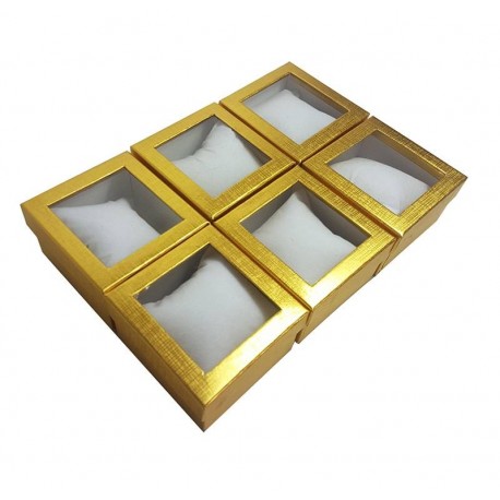 6 écrins cadeaux de couleur dorée avec coussin 9x5.5x8.5cm-10042