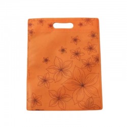 Lot de 12 sacs intissés de couleur oranges imprimé fleurs - 6117
