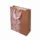 12 sacs cadeaux brun clair motif dentelle fleurie rose pêche 23x18.5x8cm - 6648