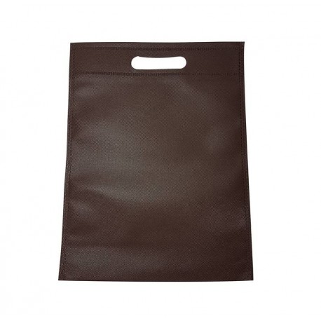 12 sacs non-tissés couleur marron chocolat uni - 15029