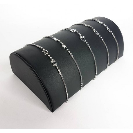 Support bracelets demi cylindre en simili cuir noir - 6810