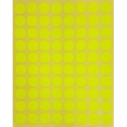 800 petites gommettes rondes de couleur jaune fluo ø 15mm - 6857