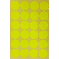 240 gommettes de ø 25mm de couleur jaune fluo - 6863