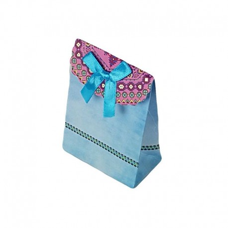 12 petites pochettes cadeaux cartonnées bleu ciel 7.5x10x4cm - 6917
