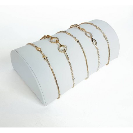 Support bracelets demi cylindre en simili cuir blanc - 6809