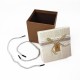 Boîte cadeaux marron clair avec corde 11x11x11cm - 7368