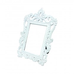 Mini cadre photo blanc décor baroque pour affichage prix - 7371