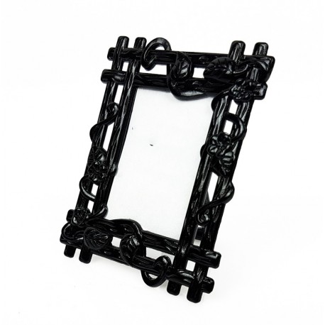 Mini cadre photo noir décor bois pour affichage prix - 7376