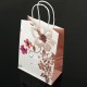 12 sacs papier kraft à fleurs décor soufflet couleur taupe 18.5x9.5x25.5cm - 7398