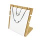 Petit présentoir bijoux pour chaînes en bois et simili cuir blanc - 7422