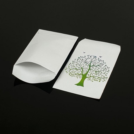 100 petits sachets cadeaux papier blancs 10x6cm motif arbre de vie - 8092