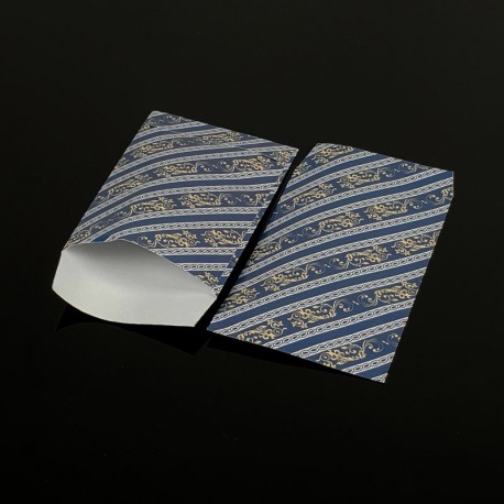 100 petits sachets cadeaux papier bleus 10x6cm motif baroque - 8044