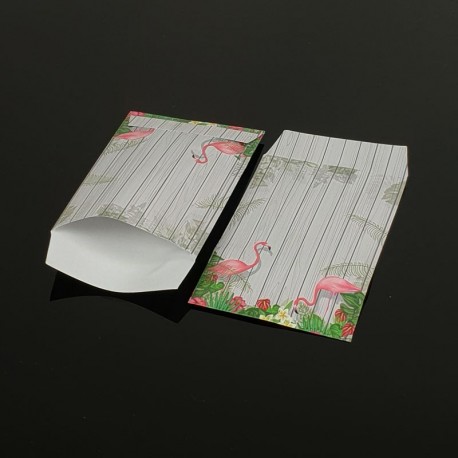 100 petits sachets cadeaux papier 10x6cm motif tropical - 8045