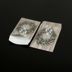 100 petits sachets cadeaux papier 6x10cm motif couronne de Noël - 8047