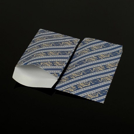 100 pochettes cadeaux bleus 13.5x7cm motif baroque - 8053