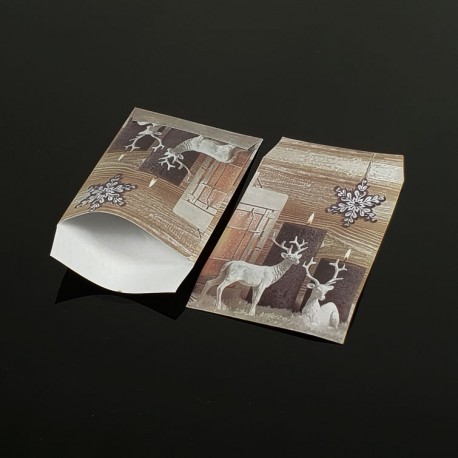 100 pochettes cadeaux 13.5x7cm motif Rennes de Noël - 8056