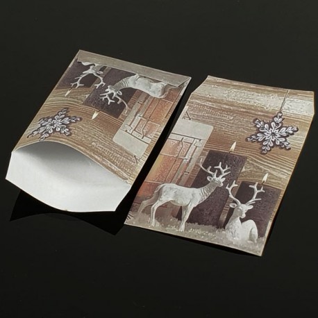 100 grandes pochettes cadeaux motif rennes de Noël 29x21cm - 8083