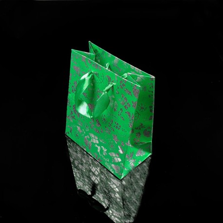 12 petits sacs cadeaux vert menthe motifs de Noël 11.5x6.5x14.5cm - 7519