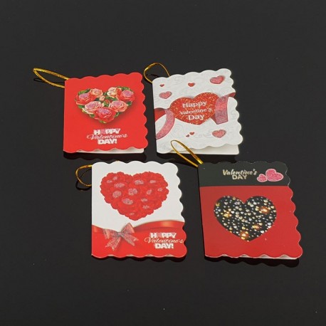 40 étiquettes cadeaux rouge et blanche motifs Saint-Valentin - 7465