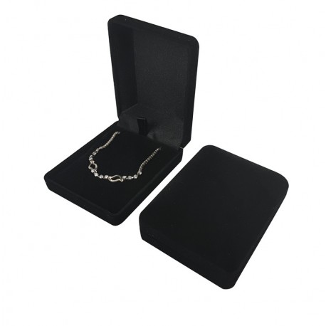 1 écrin bijoux en velours noir pour chaîne intérieur noir 6x7.5x3cm - 10075