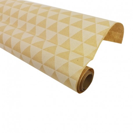Rouleau de papier cadeaux en kraft brun motif triangles 60gr - 7590