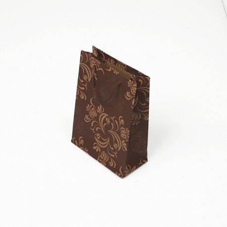 12 petits sacs kraft couleur marron motif arabesque 11.5x5.5x14.5cm - 7620
