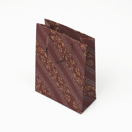 12 sacs en papier kraft rouge bordeaux motif baroque 24x8x33cm - 7636