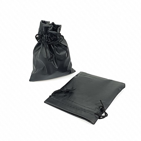 10 pochettes en PVC soule façon simili cuir noir 10x11cm - 7664