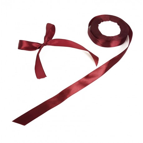 Bobine de ruban satiné en tissu de couleur rouge bordeaux - 7715