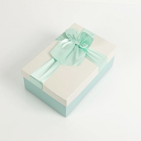Boîte cadeaux bicolore bleu givré et écrue 17x12x6.5cm - 7729p
