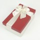 Boîte cadeaux écrue et rouge avec noeud ruban 22x15x9cm - 7746g