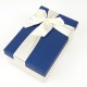 Boîte cadeaux écrue et bleu nuit avec noeud ruban 22x15x9cm - 7752g